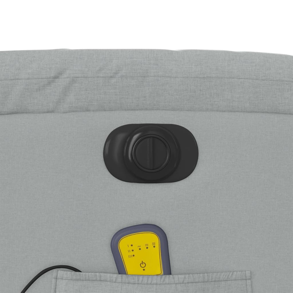 vidaXL Poltrona de massagens reclinável elétrica tecido cinzento-claro