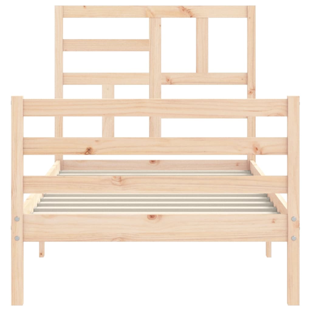 vidaXL Estrutura cama de solteiro pequena c/ cabeceira madeira maciça