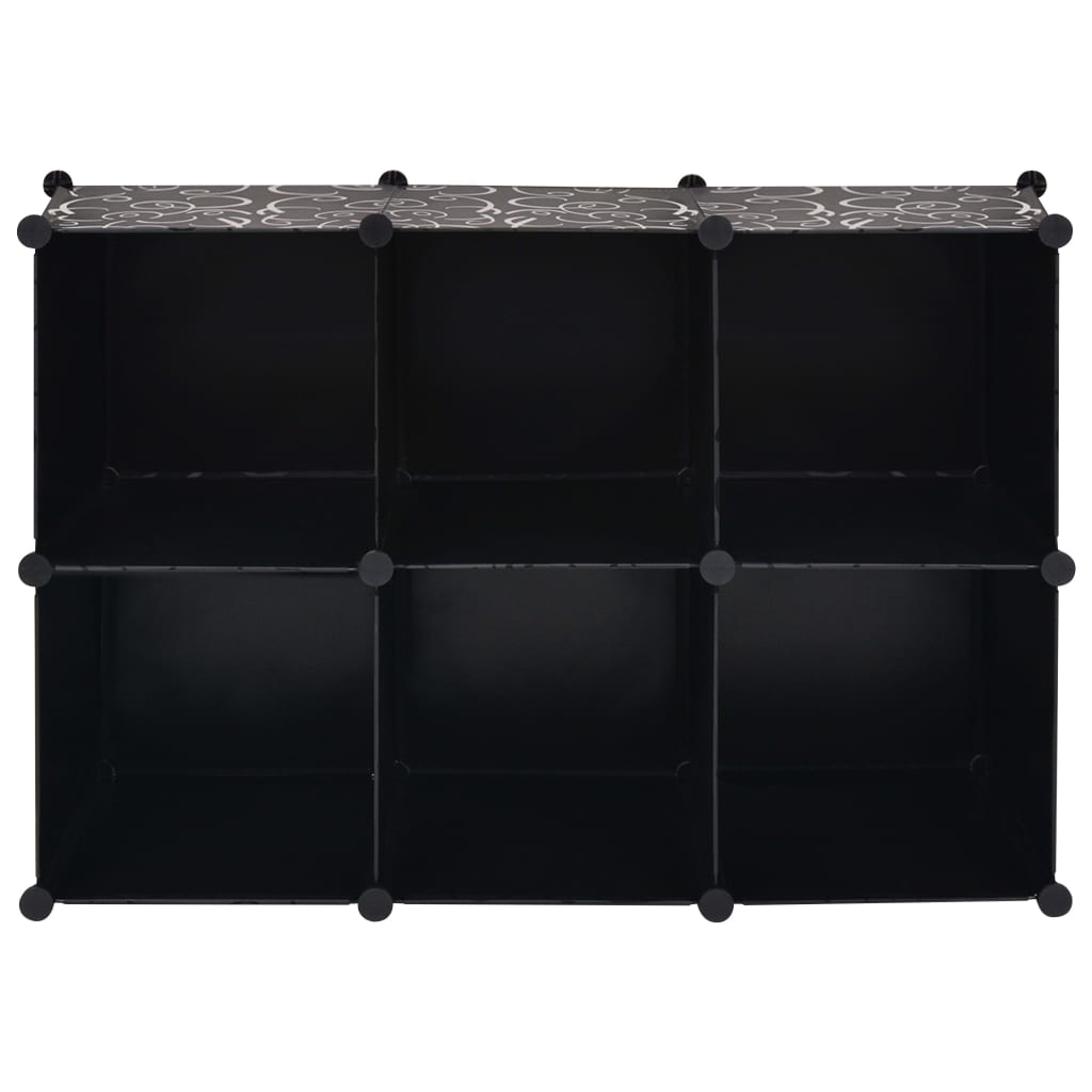 vidaXL Cubos de arrumação com 6 compartimentos preto