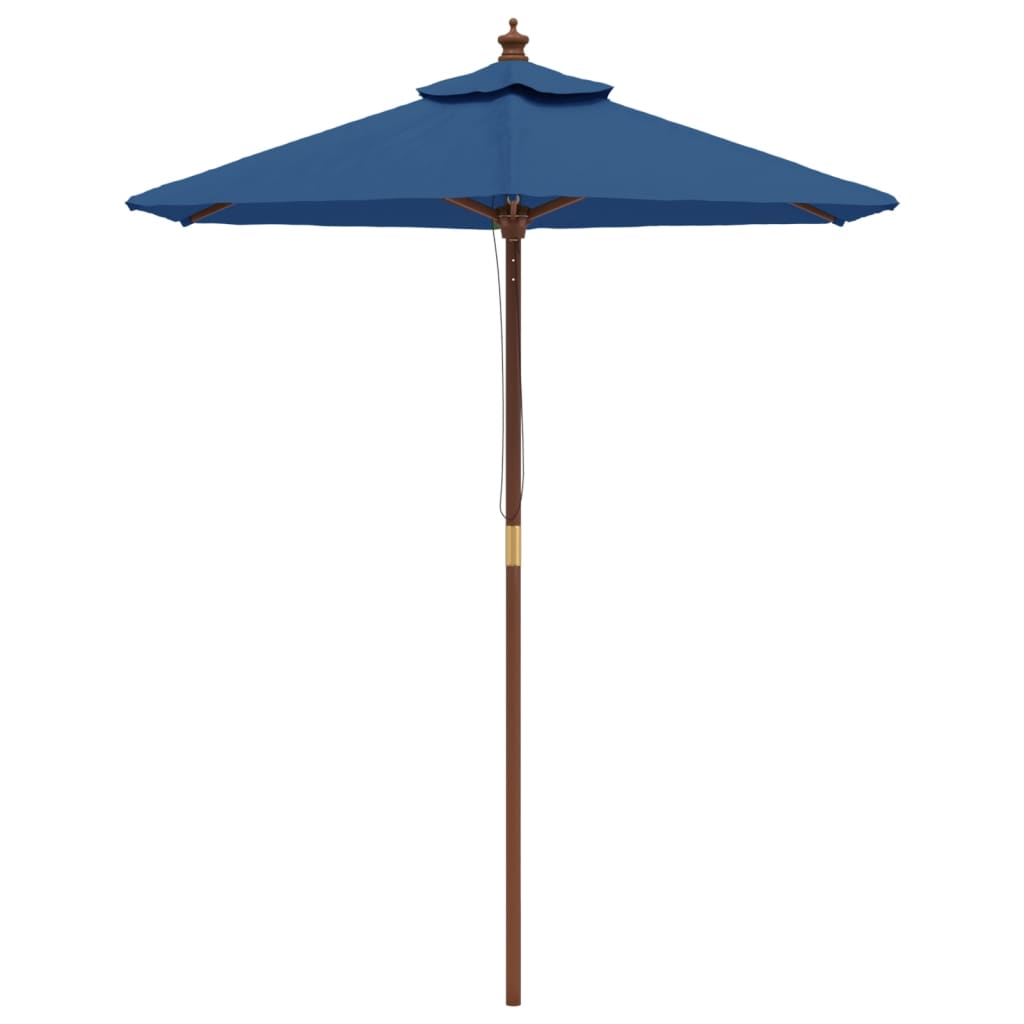 vidaXL Guarda-sol de jardim com poste de madeira 196x231 cm azul-ciano