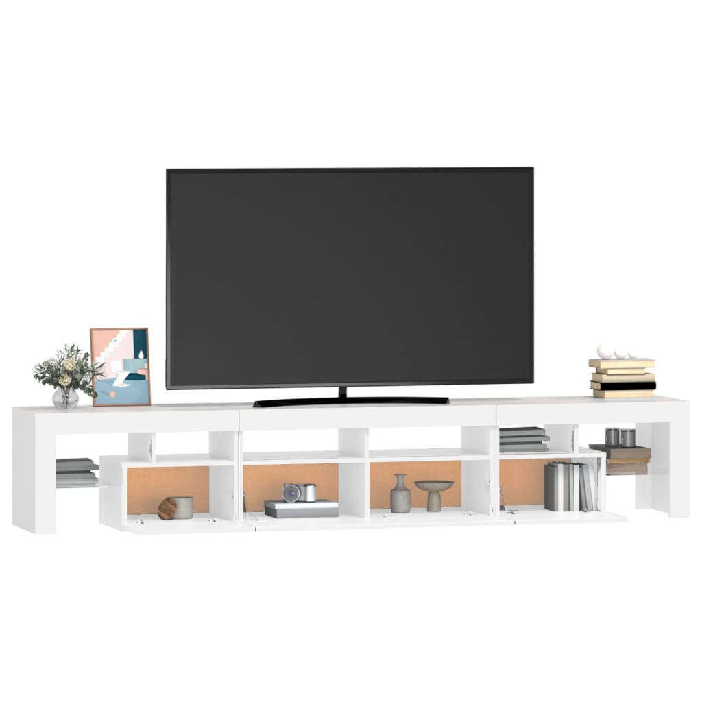 vidaXL Móvel de TV com luzes LED 230x36,5x40 cm branco