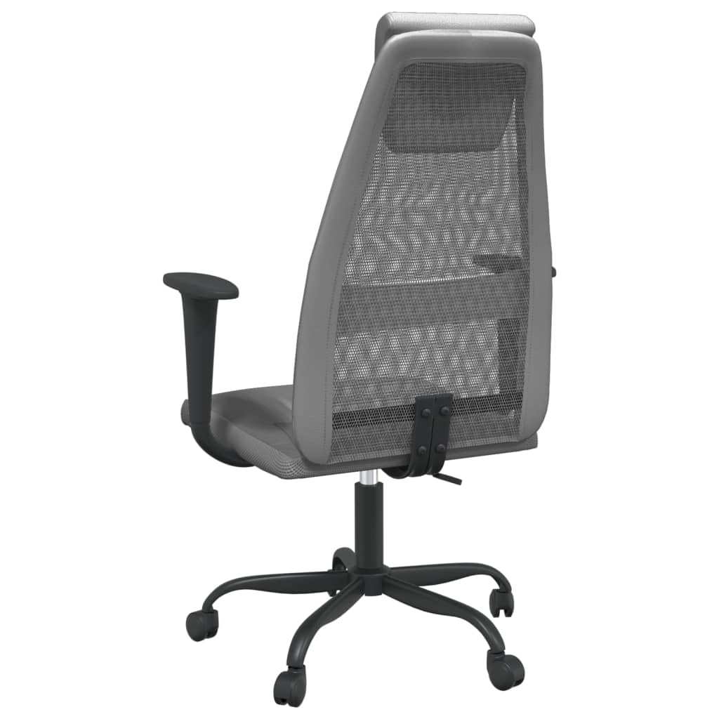 vidaXL Cadeira escritório tecido malha/couro art. regulável cinza