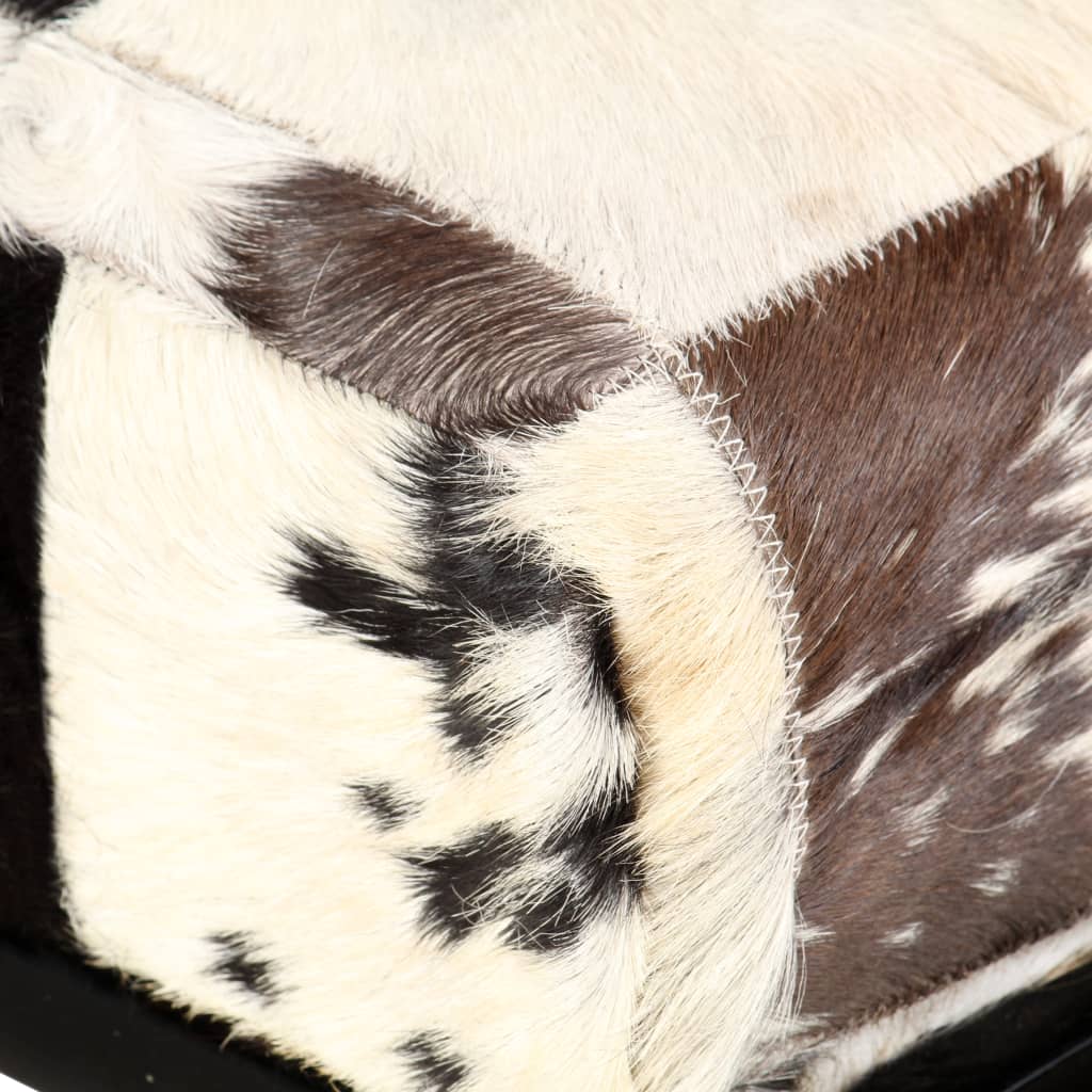 vidaXL Banco 110 cm retalhos de couro de cabra genuíno preto