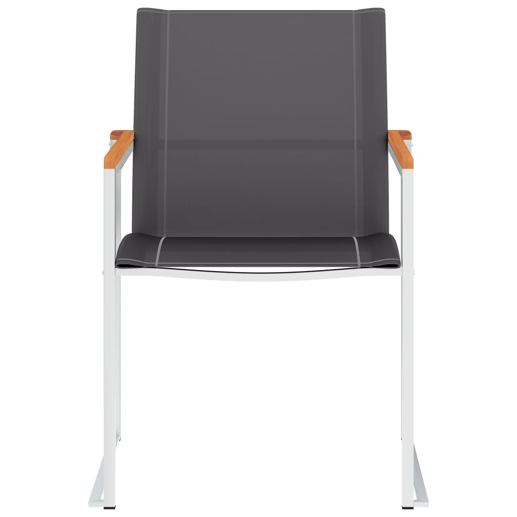 vidaXL Cadeiras de jardim 4 pcs textilene e aço inoxidável cinzento