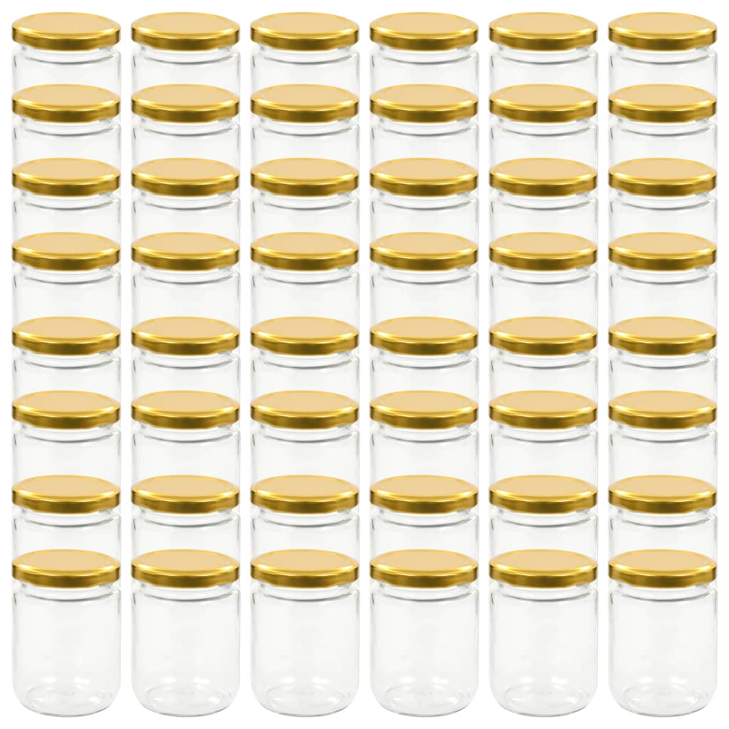vidaXL Frascos de vidro com tampas douradas 48 pcs 230 ml