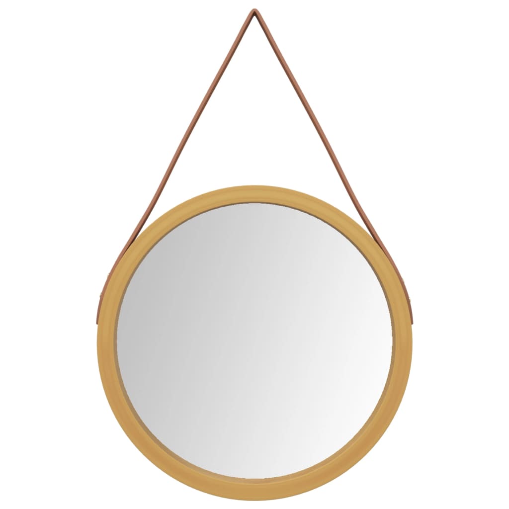 vidaXL Espelho de parede com alça Ø 35 cm dourado