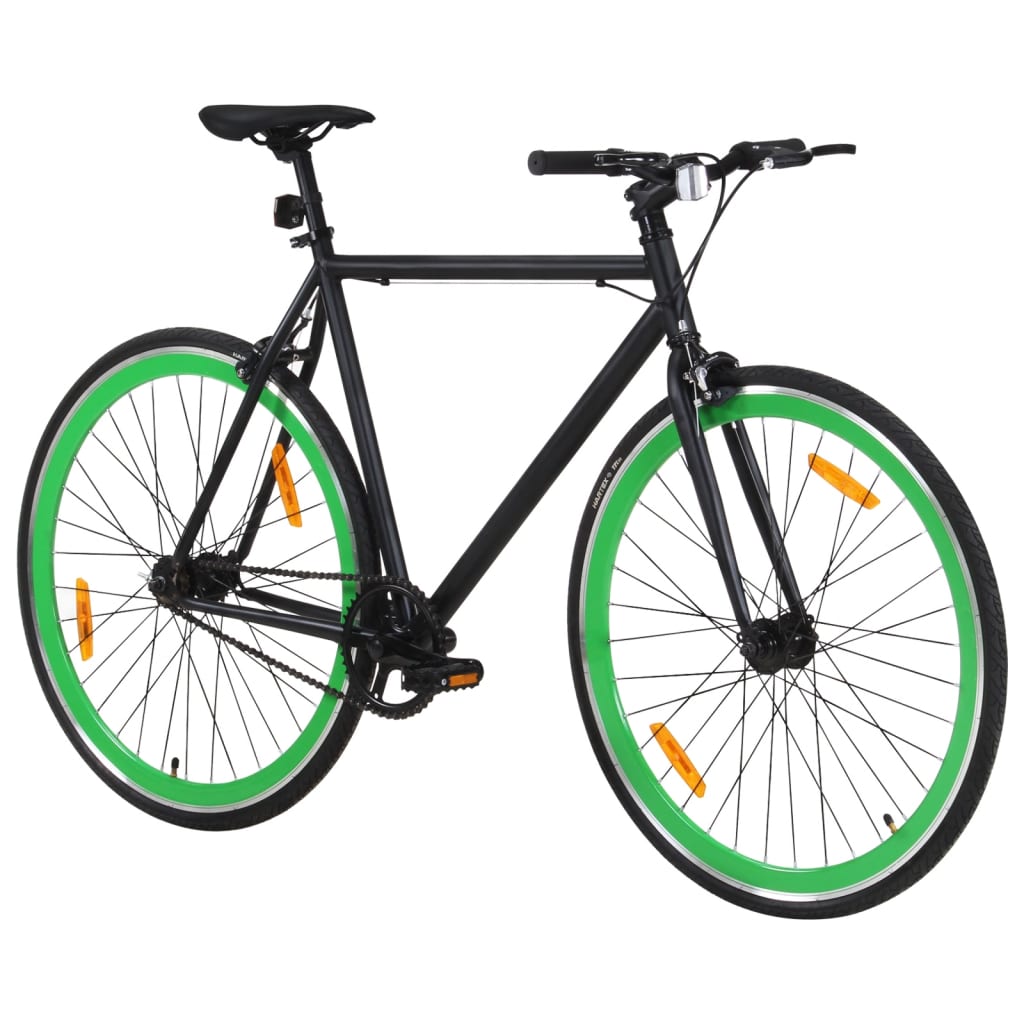 vidaXL Bicicleta de mudanças fixas 700c 59 cm preto e verde