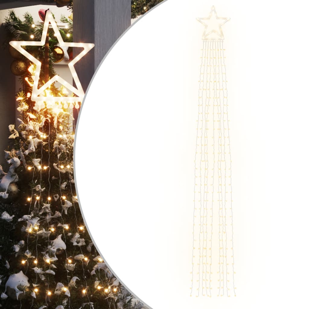 vidaXL Iluminação p/ árvore de Natal 320 luzes LED 375cm branco quente