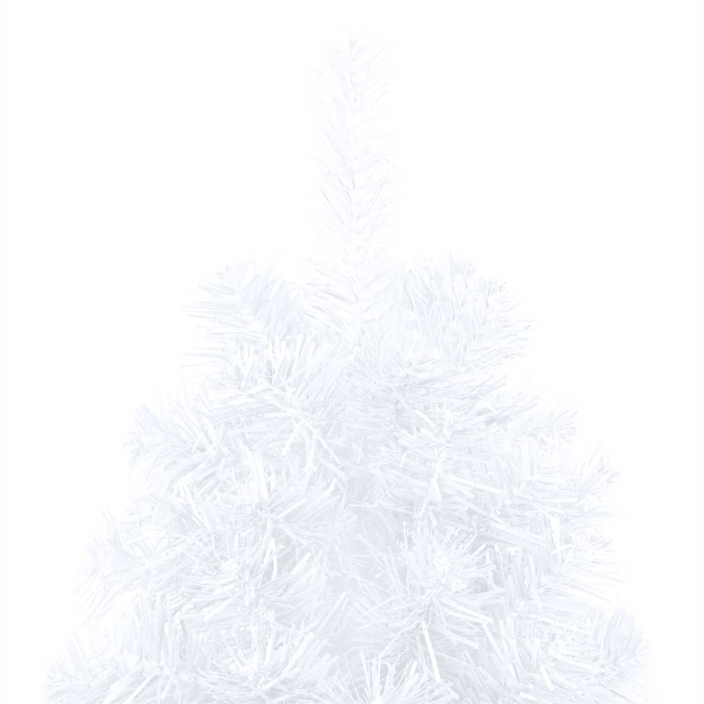 vidaXL Meia árvore Natal artificial pré-iluminada + suporte PVC branco