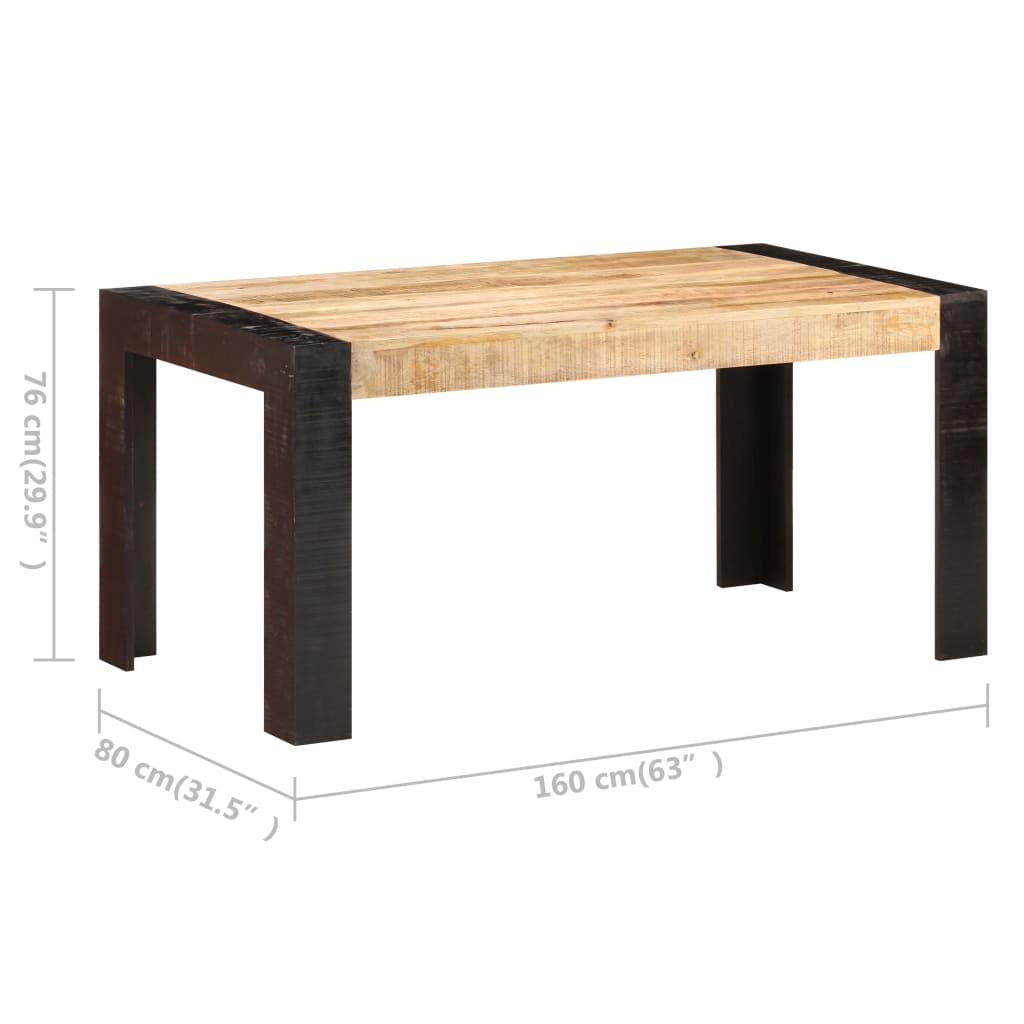 vidaXL Mesa de jantar 160x80x76 cm madeira mangueira maciça
