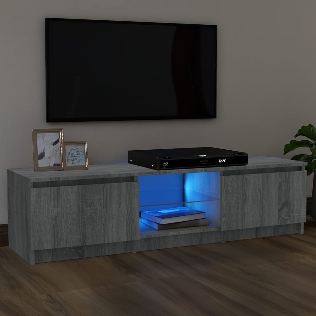 vidaXL Móvel de TV com luzes LED 120x30x35,5 cm cinzento sonoma