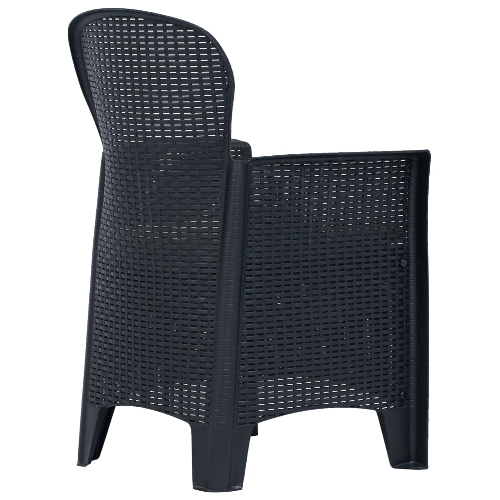 vidaXL Cadeiras jardim + almofadão 2pcs plástico antracite aspeto vime