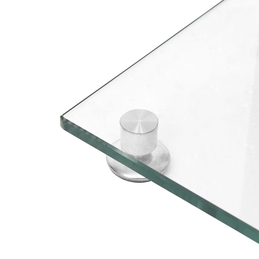 vidaXL Suportes colunas 2 pcs vidro temperado design 1 pilar prateado