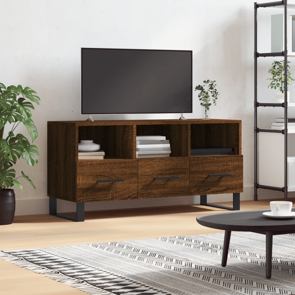 vidaXL Móvel de TV 102x36x50 cm derivados de madeira carvalho castanho