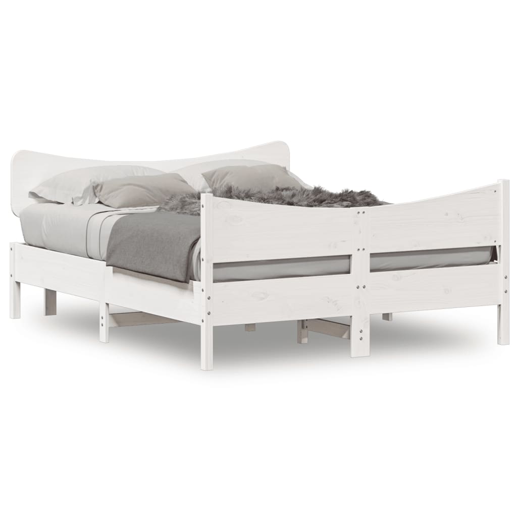 vidaXL Estrutura de cama com cabeceira 140x200 cm pinho maciço branco