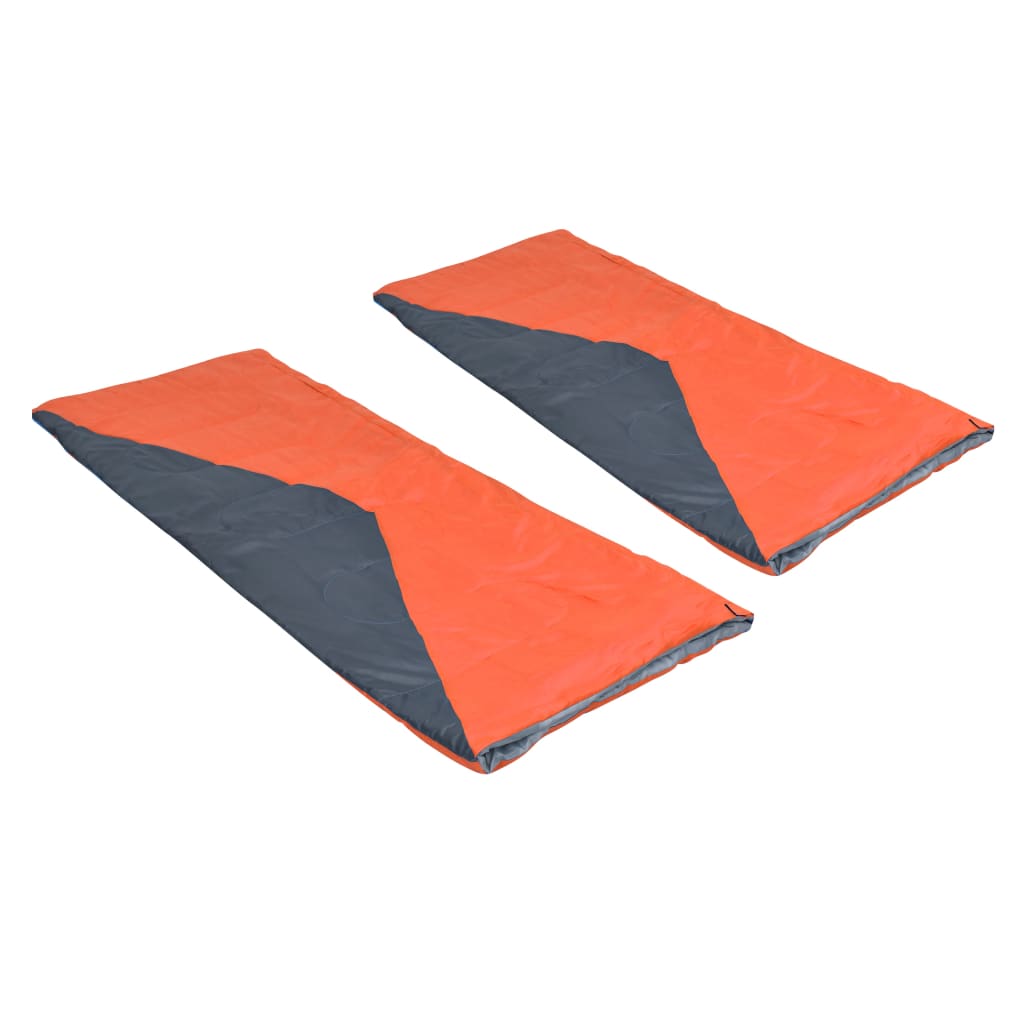 vidaXL Saco-cama campismo leve tipo envelope 2 pcs 1100g 10 ºC laranja