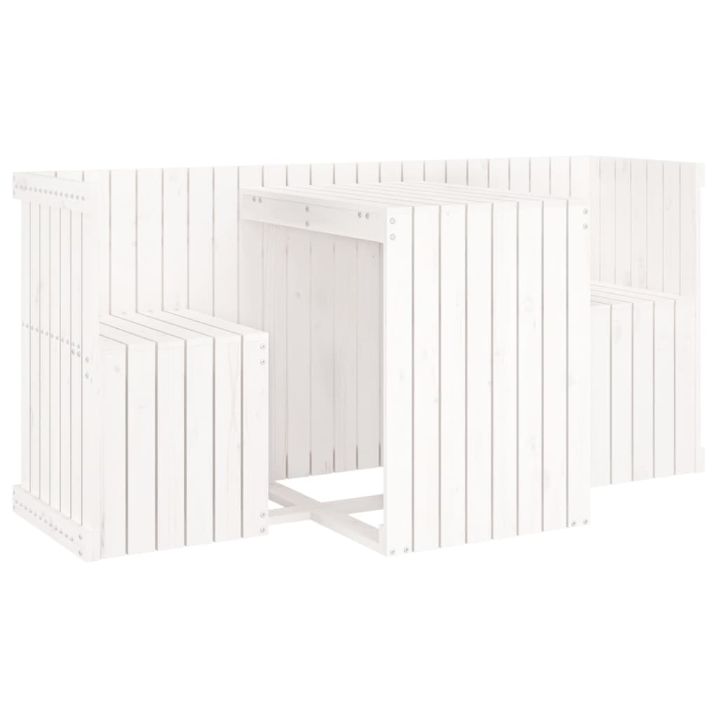 vidaXL Conjunto de varanda 2 lugares madeira de pinho maciça branco