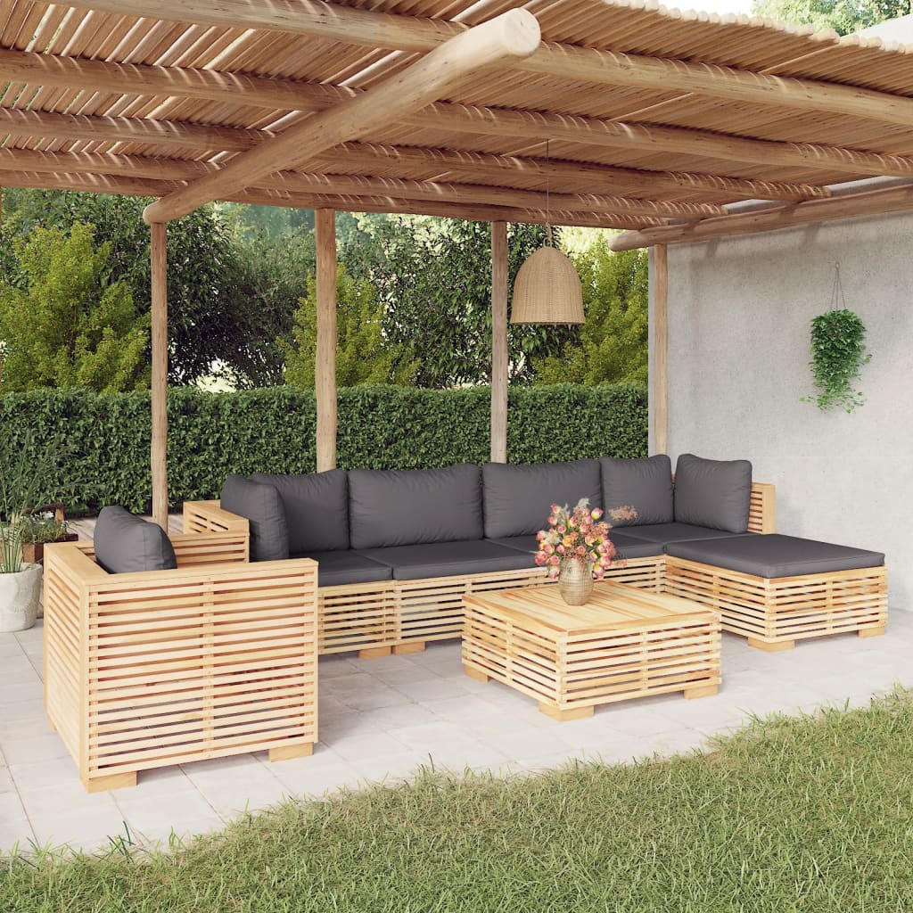 vidaXL 7 pcs conjunto lounge jardim c/ almofadões madeira teca maciça