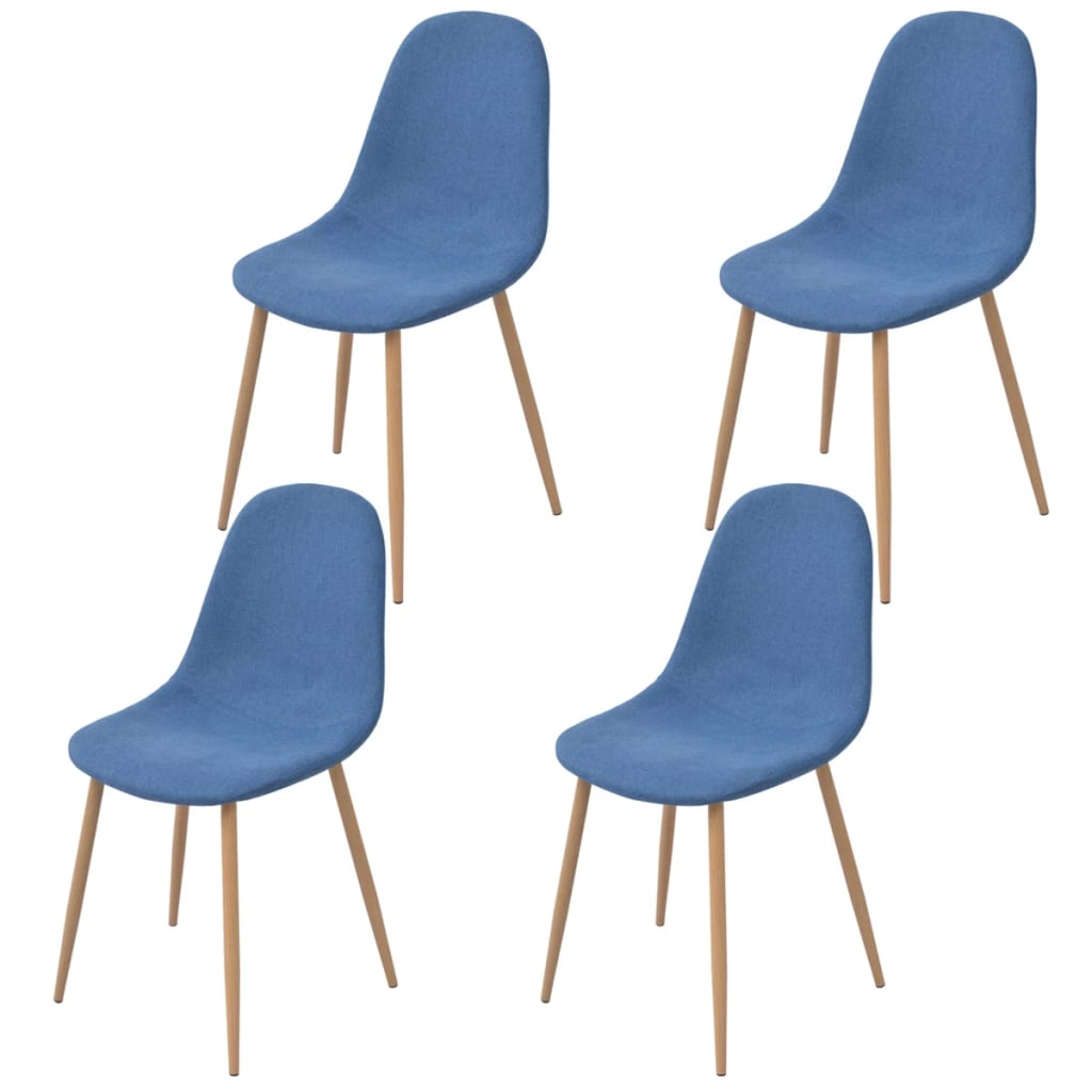vidaXL Cadeiras de jantar 4 pcs tecido azul