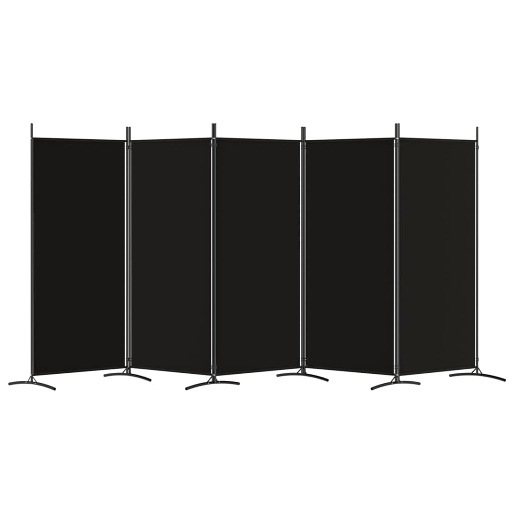 vidaXL Divisória de quarto com 5 painéis 433x180 cm tecido preto