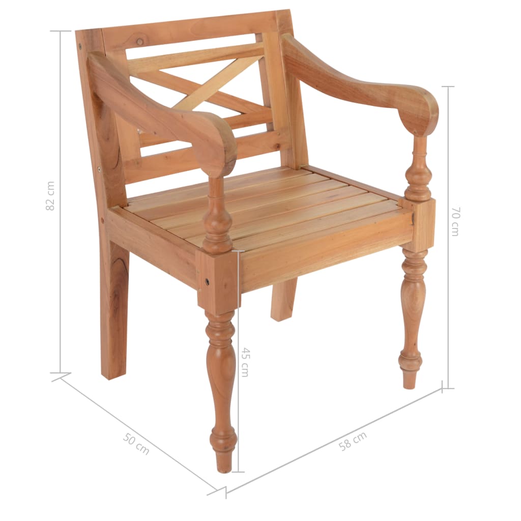 vidaXL Cadeiras Batávia 2 pcs madeira de mogno maciço castanho-claro