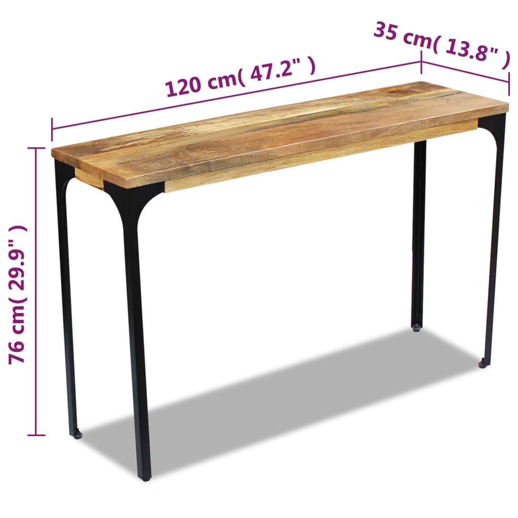 vidaXL Mesa de apoio, madeira de manga 120 x 35 x 76 cm