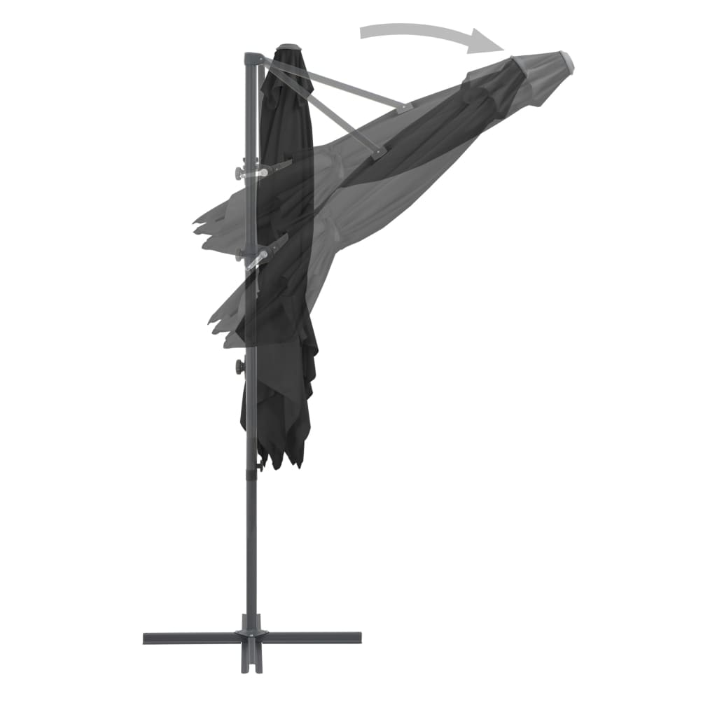 vidaXL Guarda-sol cantilever c/ poste de aço 250x250 cm antracite