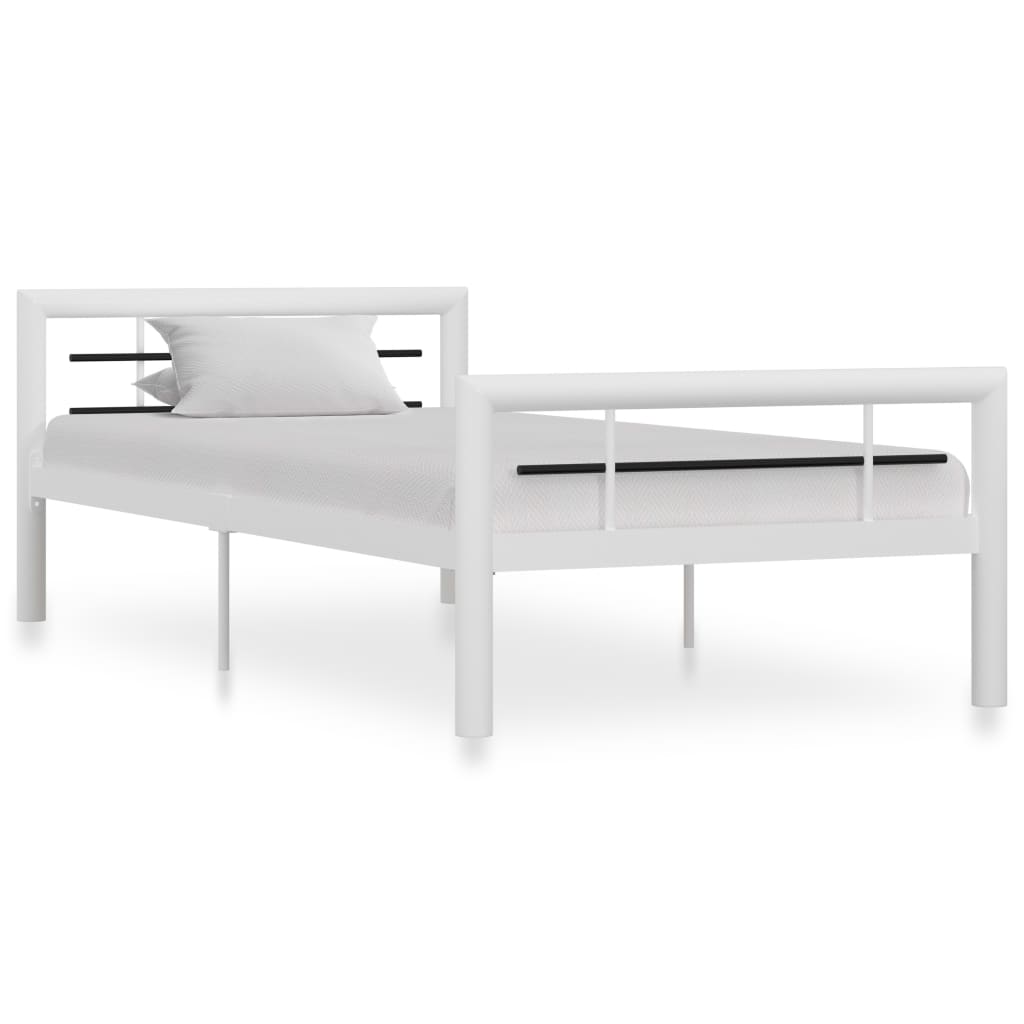vidaXL Estrutura de cama 90x200 cm metal branco e preto