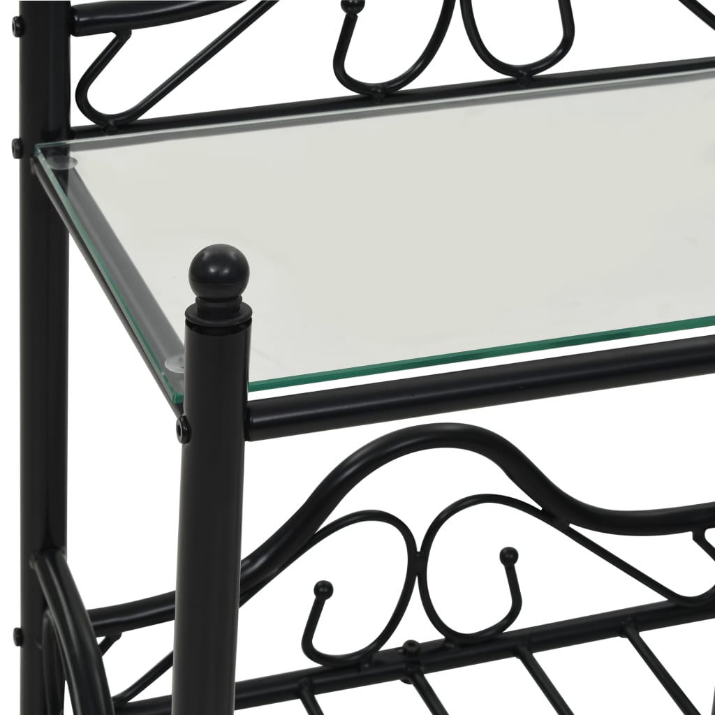 vidaXL Mesas cabeceira 2 pcs aço e vidro temperado 45x30,5x60cm preto
