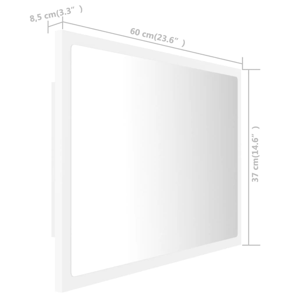 vidaXL Espelho de casa de banho com LED 60x8,5x37cm acrílico branco