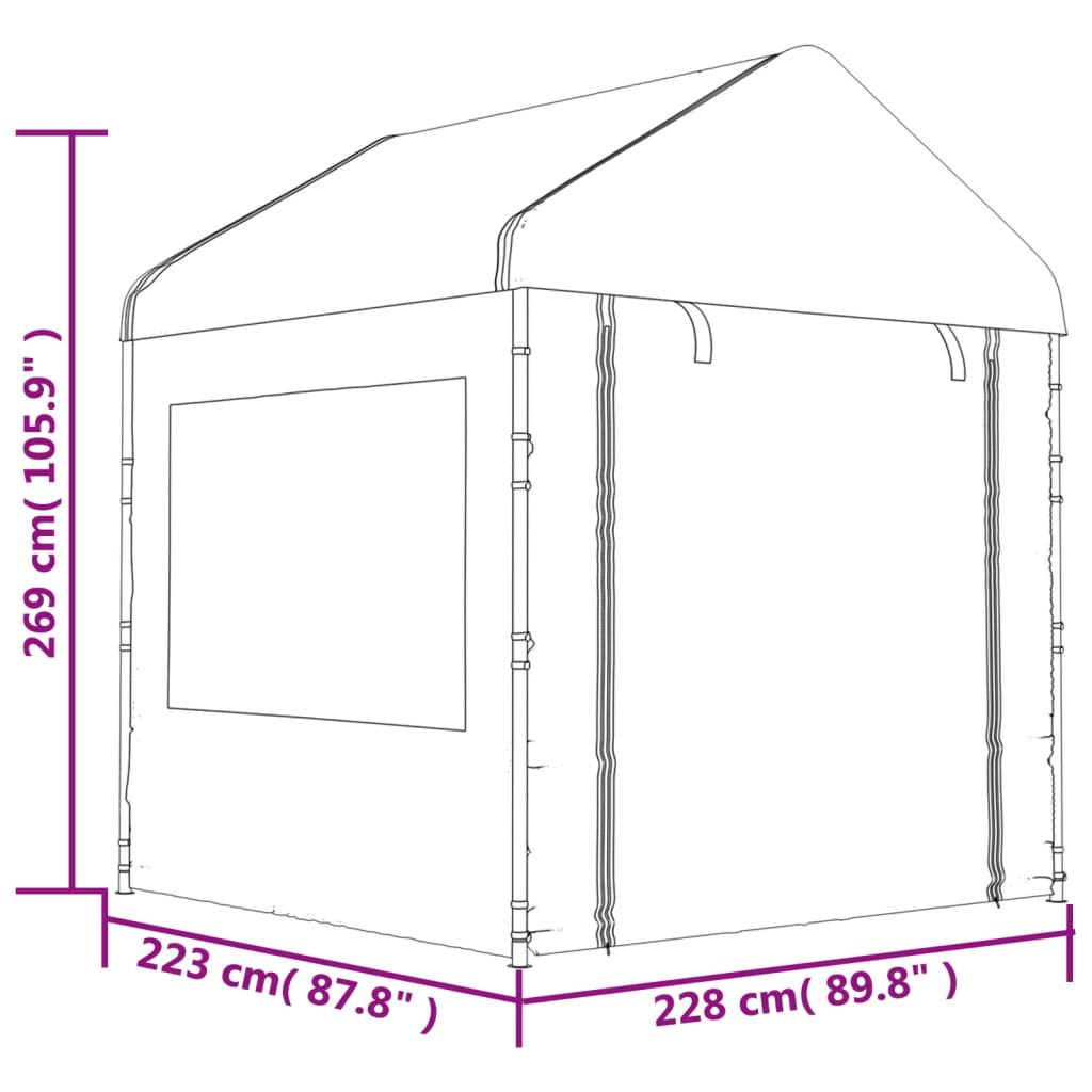 VidaXL Gazebo com telhado 2,28x2,23x2,69 m polietileno branco