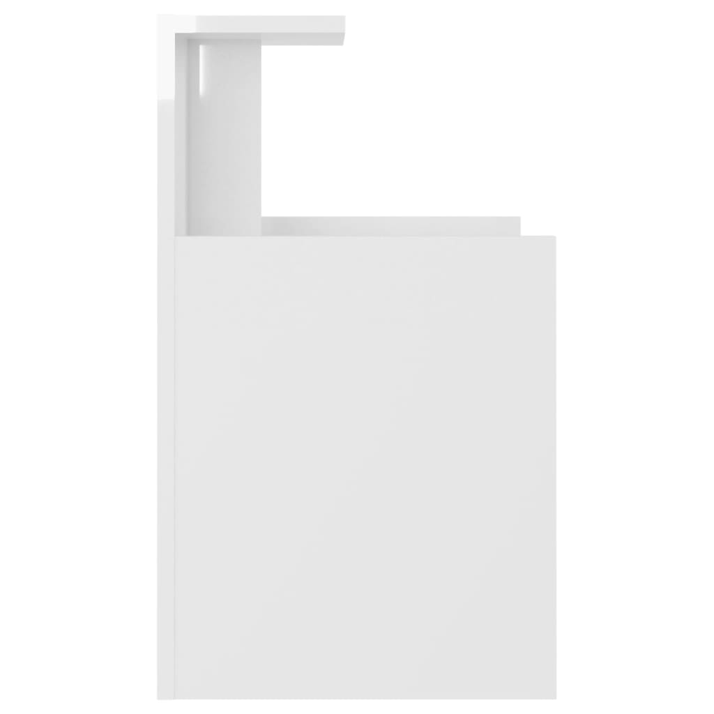 vidaXL Mesa de cabeceira 40x35x60 cm contraplacado branco brilhante