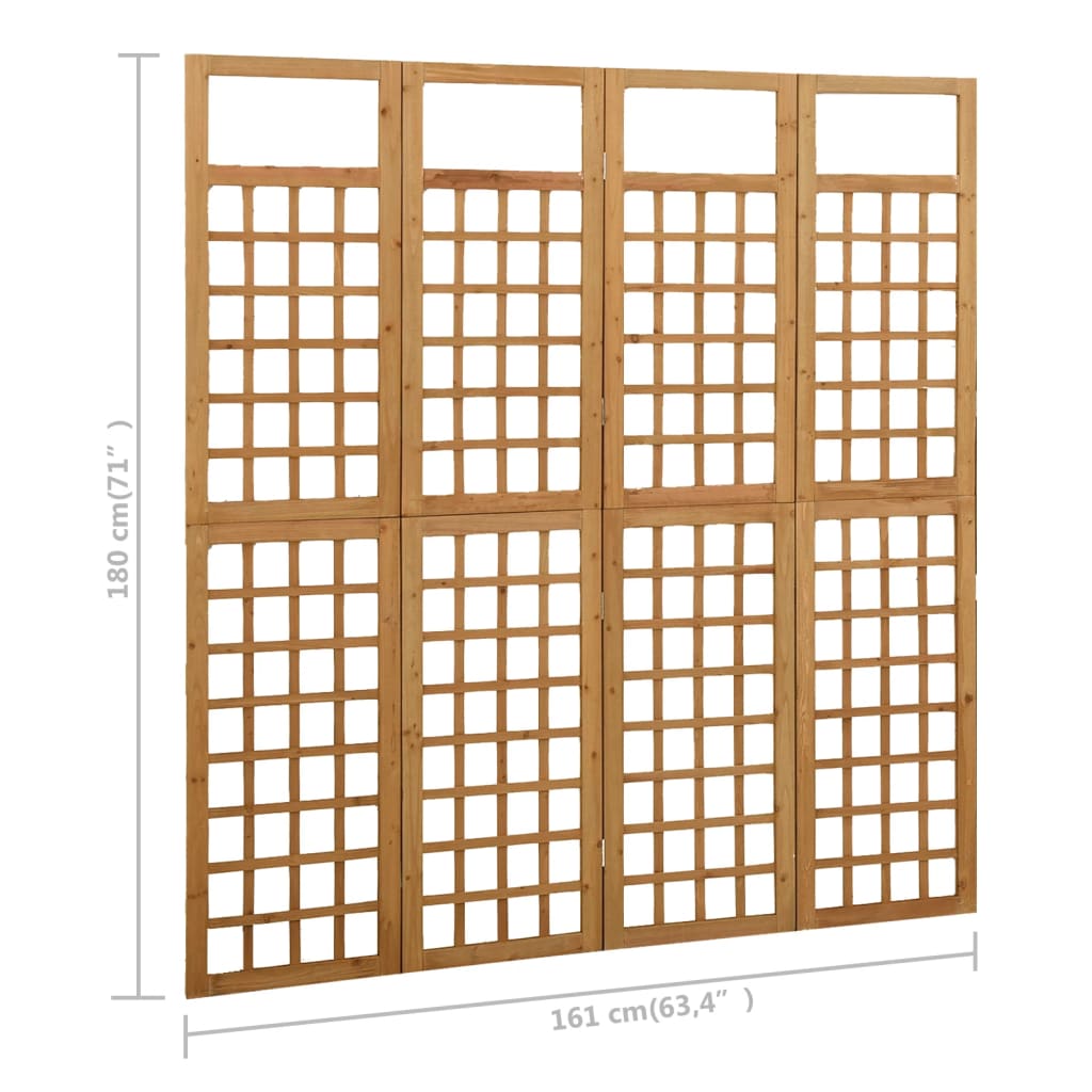 vidaXL Biombo/treliça 4 painéis madeira de abeto maciça 161x180 cm