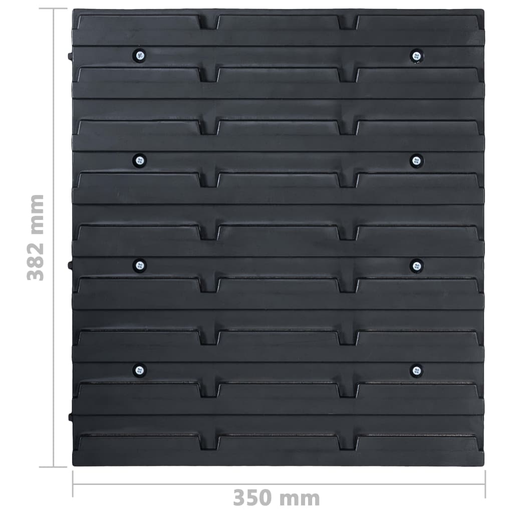 vidaXL 96 pcs Kit caixas arrumação com painéis parede azul e preto