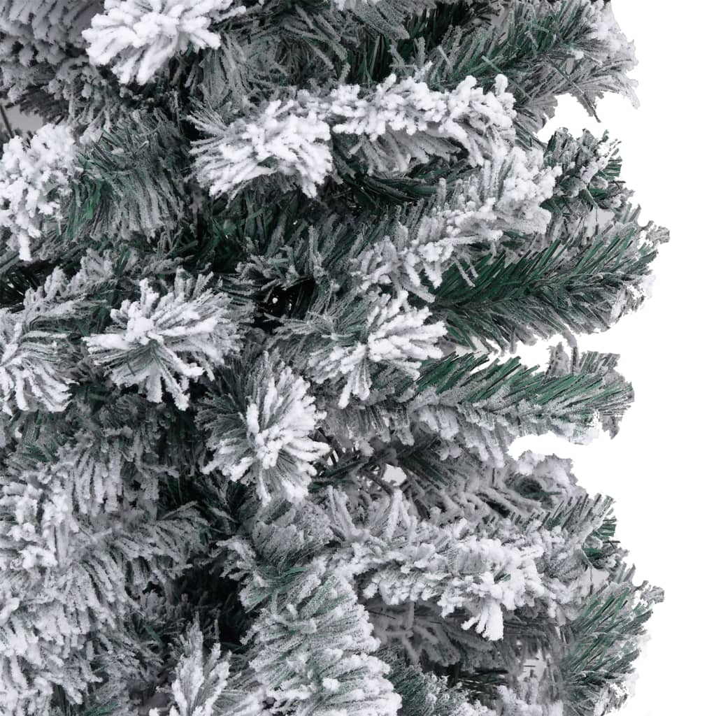 vidaXL Árvore de Natal pré-iluminada fina com neve 150 cm PVC verde
