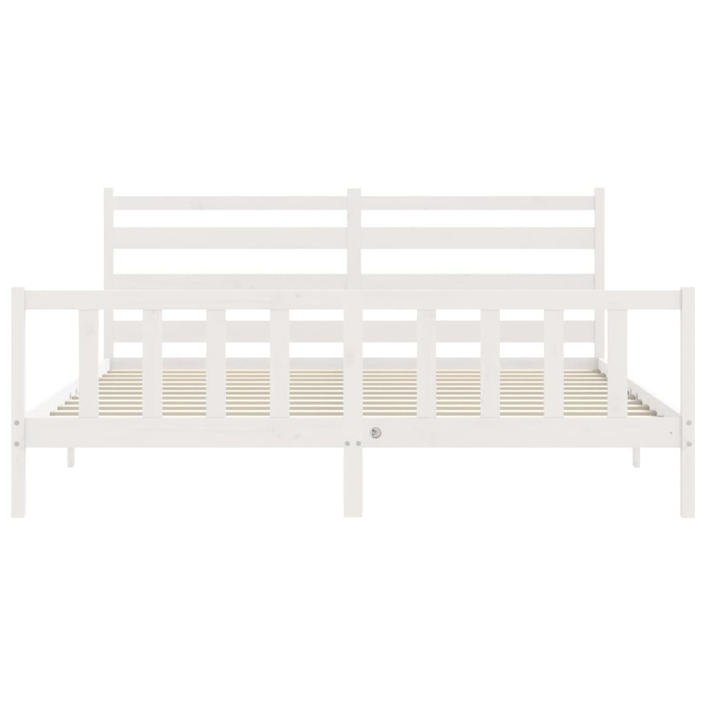 vidaXL Estrutura de cama com cabeceira 200x200cm madeira maciça branco