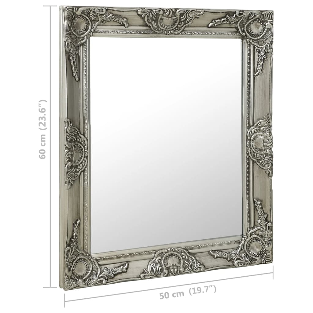 vidaXL Espelho de parede estilo barroco 50x60 cm prateado