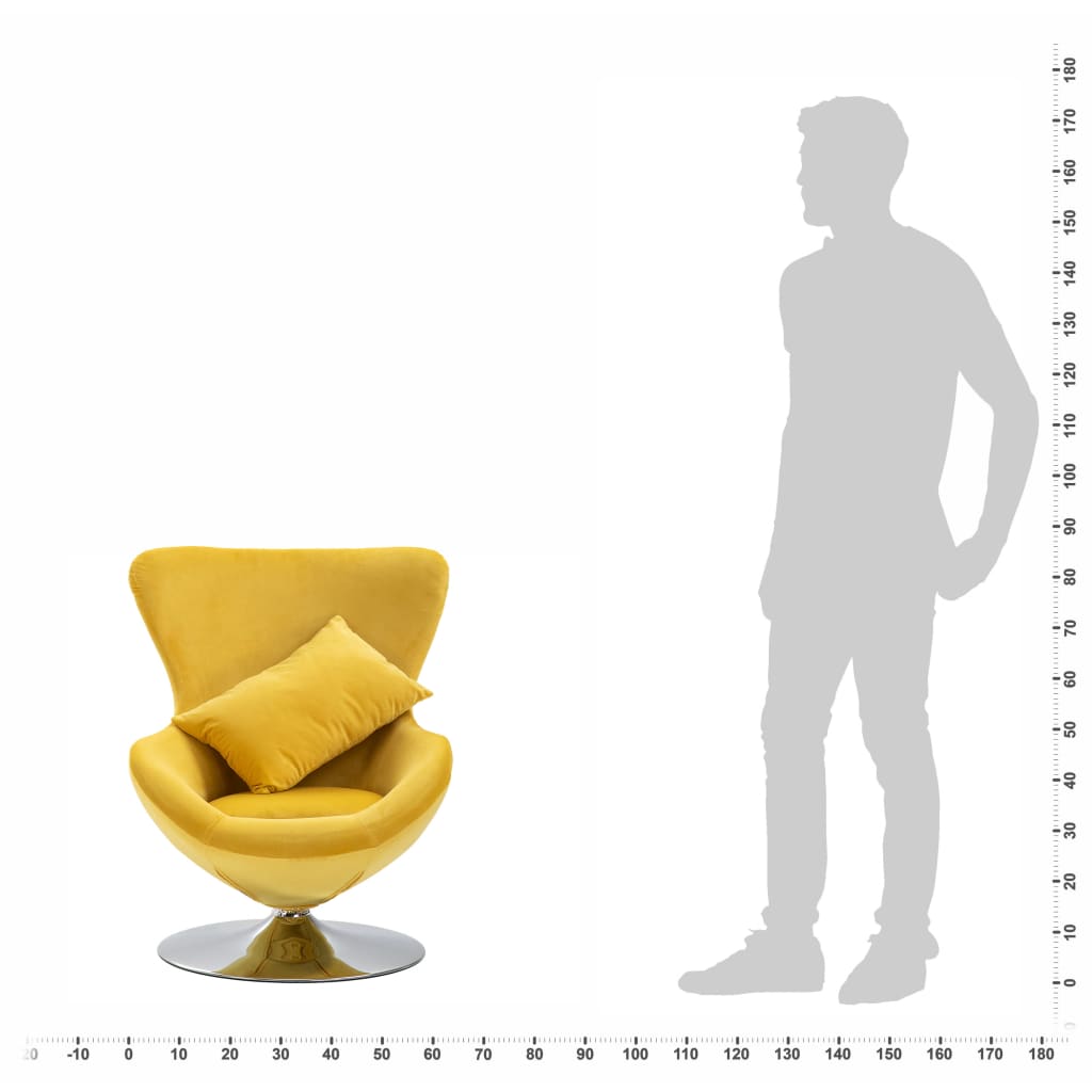 vidaXL Cadeira giratória em forma de ovo c/ almofadão veludo amarelo