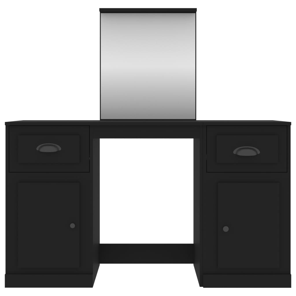 vidaXL Toucador com espelho 130x50x132,5 cm preto