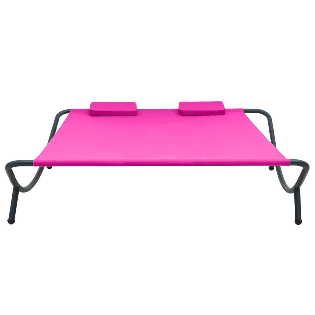vidaXL Espreguiçadeira de exterior em tecido cor-de-rosa
