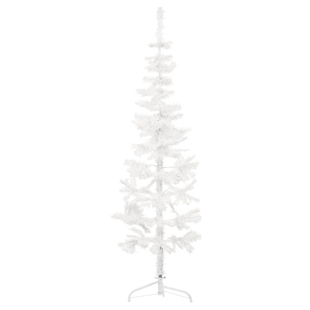 vidaXL Meia árvore de Natal fina com suporte 120 cm branco