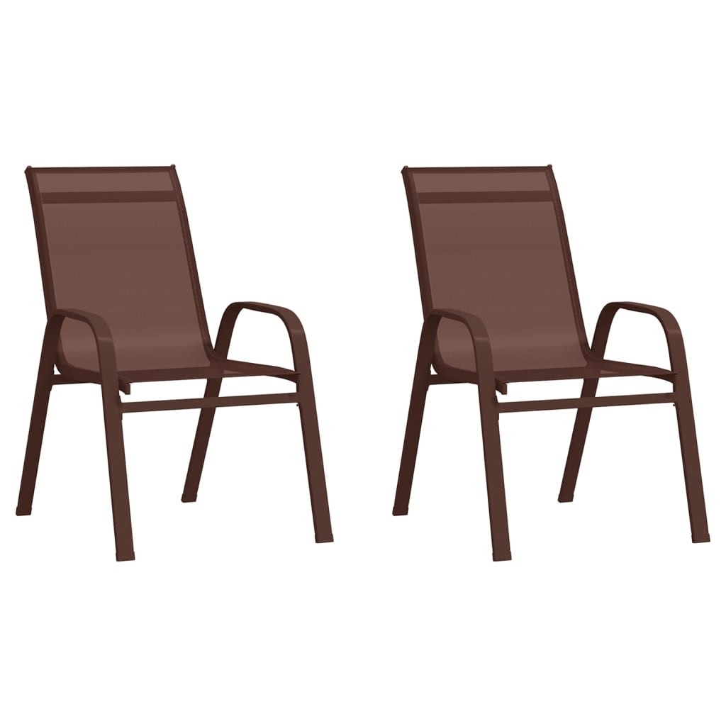 vidaXL Cadeiras de jardim empilháveis 2 pcs textilene castanho