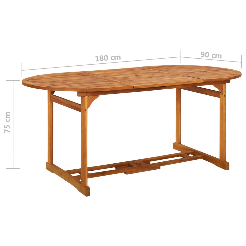 vidaXL Mesa de jantar p/ jardim 180x90x75 cm madeira de acácia maciça