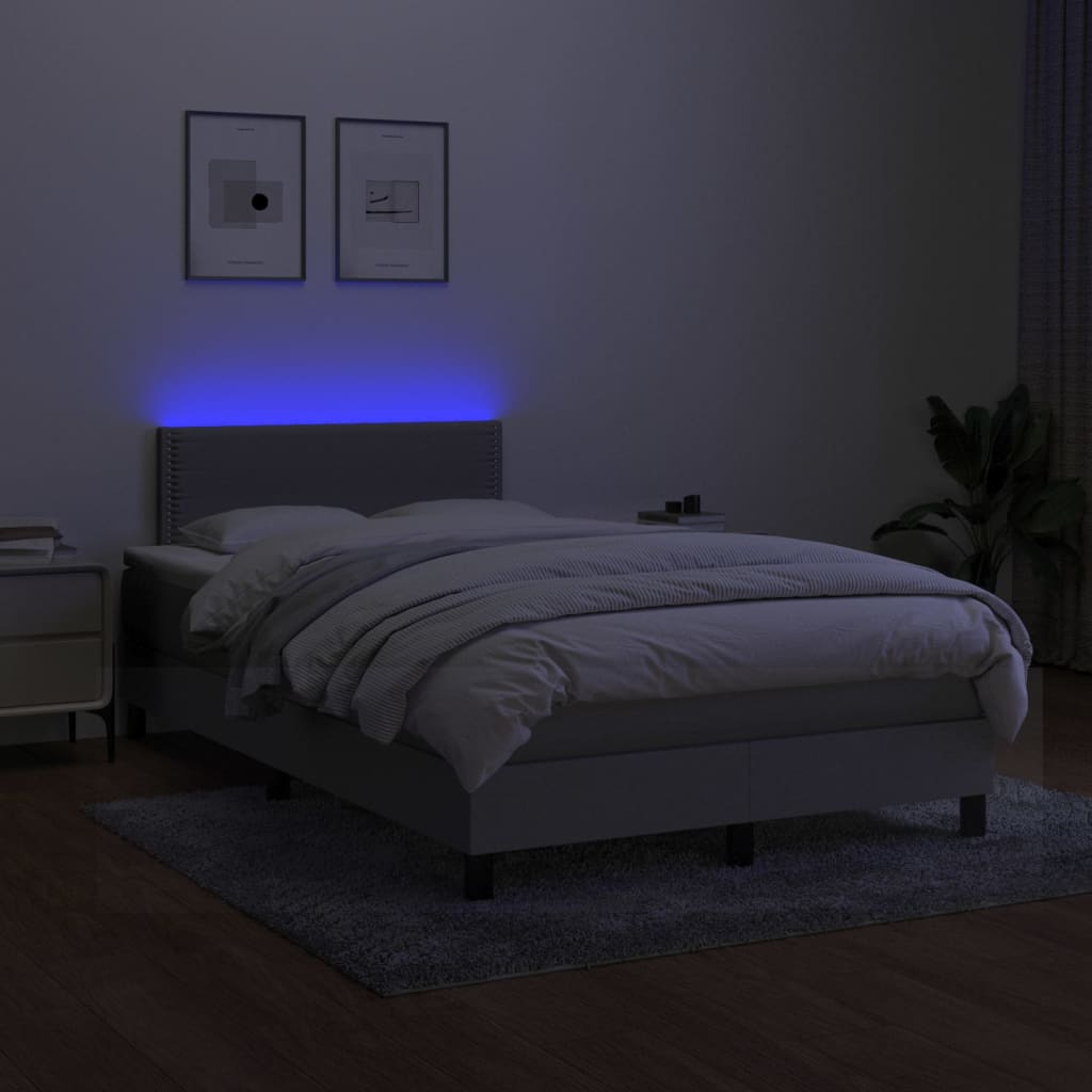 vidaXL Cama box spring c/ colchão e LED 120x200 cm tecido cinza-claro
