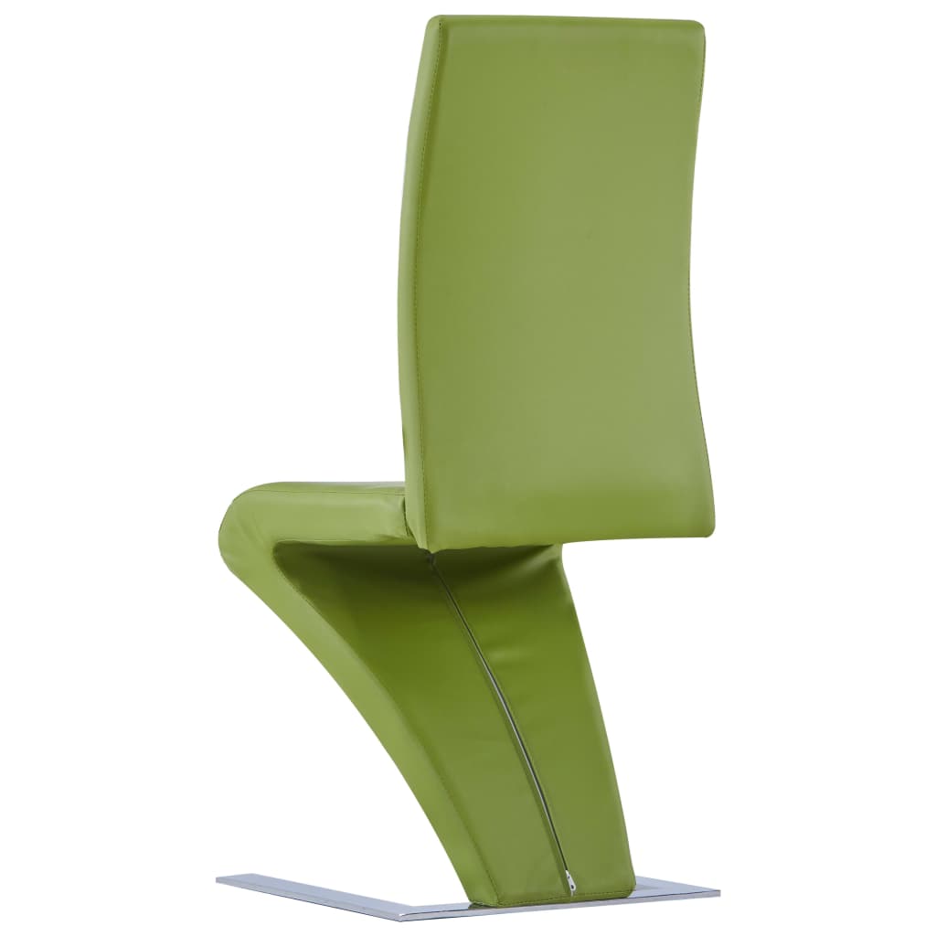 vidaXL Cadeiras de jantar em ziguezague 4 pcs couro artificial verde