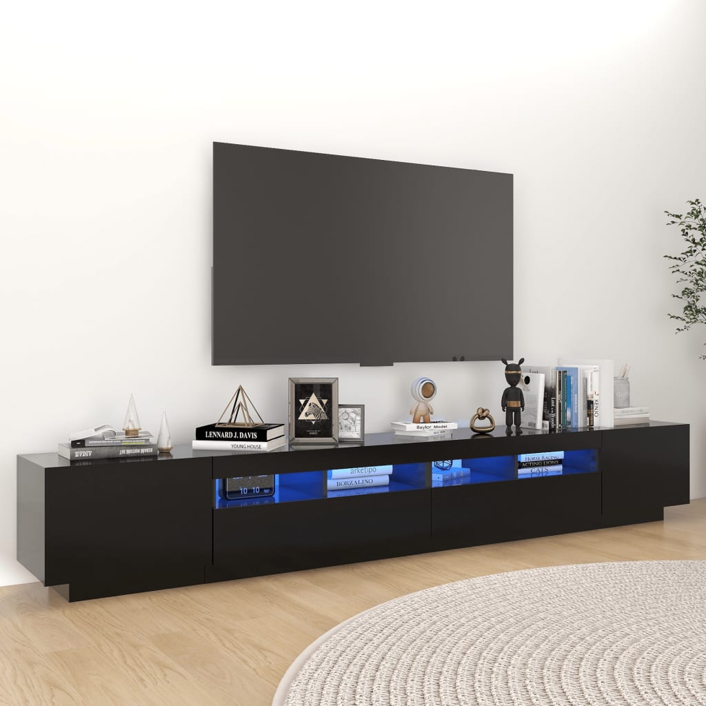 vidaXL Móvel de TV com luzes LED 260x35x40 cm preto