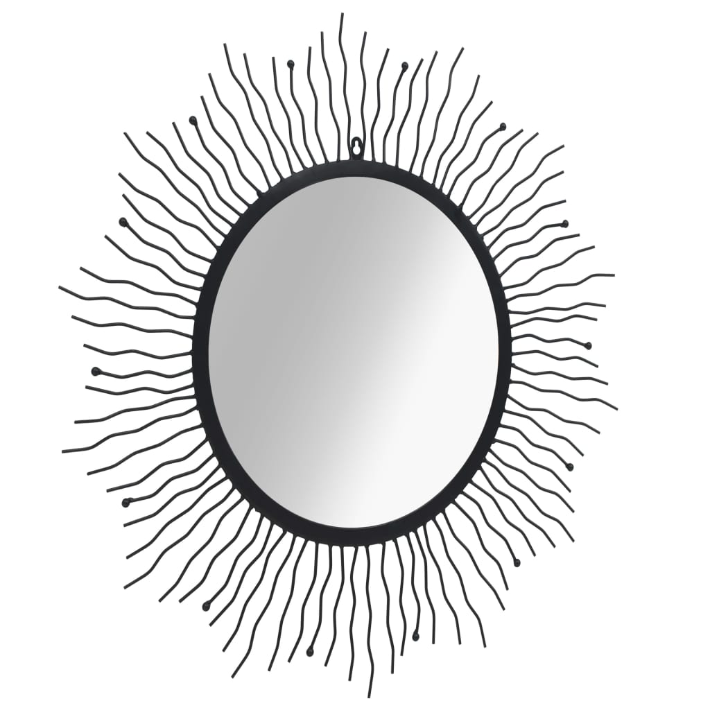 vidaXL Espelho de parede raios de sol 80 cm preto