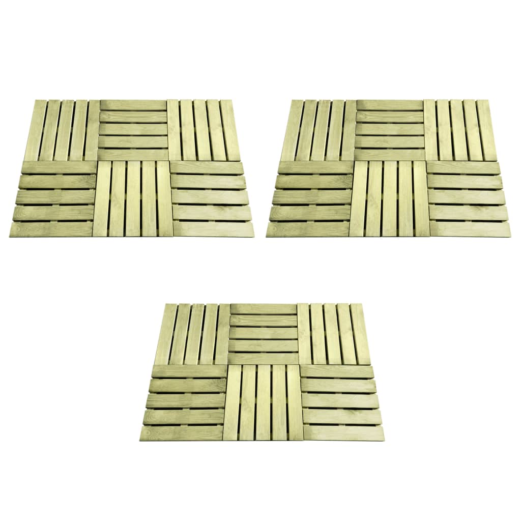 vidaXL Ladrilhos de pavimento 18 pcs 50x50 cm madeira verde