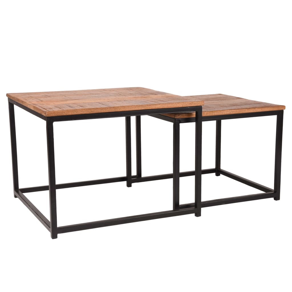 LABEL51 2 pcs conjunto de mesas de centro Couple madeira/preto