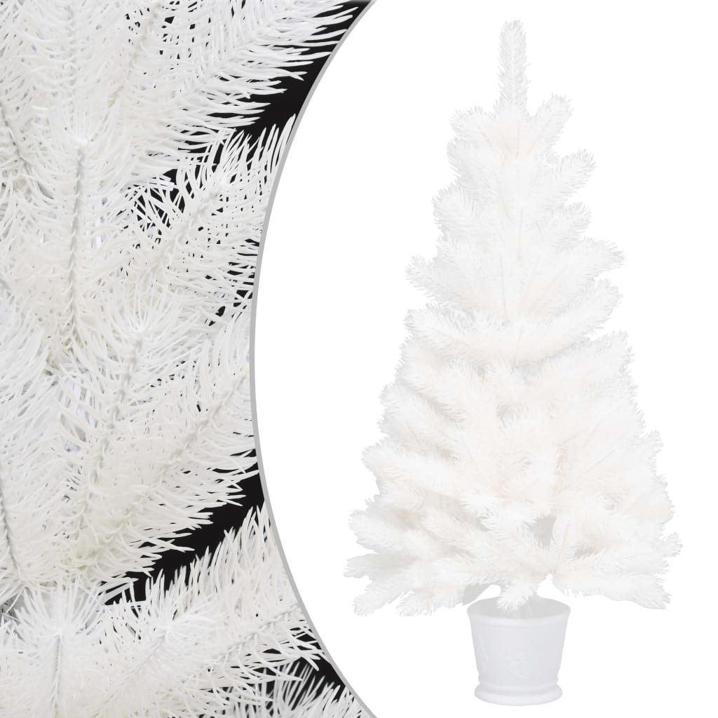 vidaXL Árvore Natal artificial pré-iluminada c/ bolas 90 cm branco